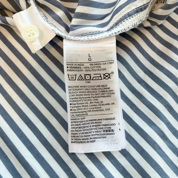 Gap x DÔEN Blue Striped Button Down Shirt with Eyelet Lace Collar - Picture 10 of 10